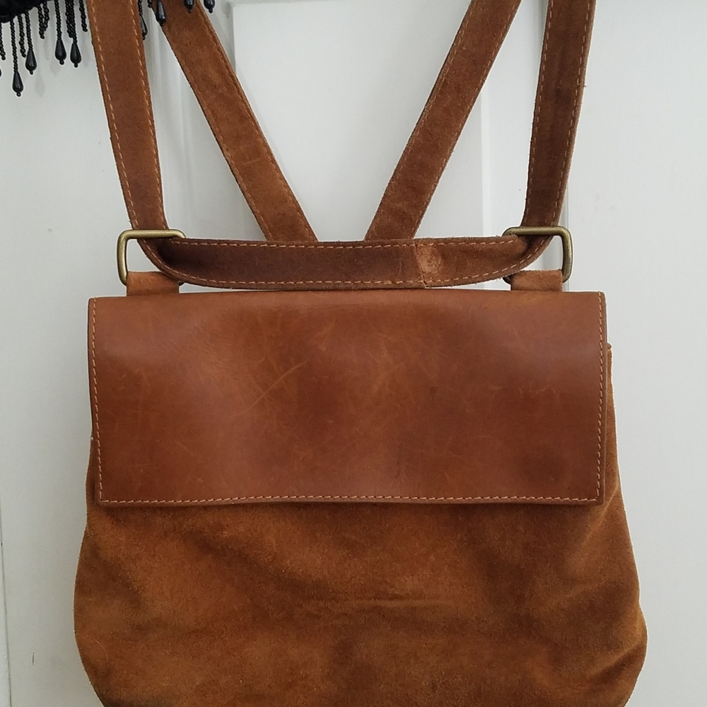 Leather and Suede Fatface USA crossbody or backpack style bag